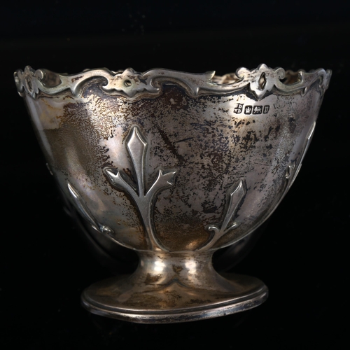 515 - An Edwardian silver Gothic pedestal bowl, with raised decoration, by James Deakin & Sons, hallmarks ... 