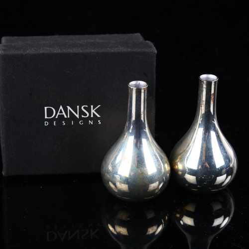 523 - QUISTGAARD for DANSK DESIGNS - a pair of Danish silver plated leaning onion candle taper stick holde... 