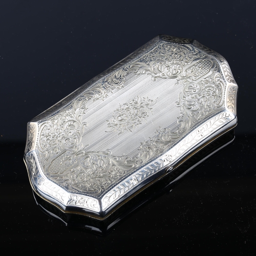 528 - A large Russian 84 zolotnik standard silver cigarette case, engraved St Petersburg view lid and flor... 