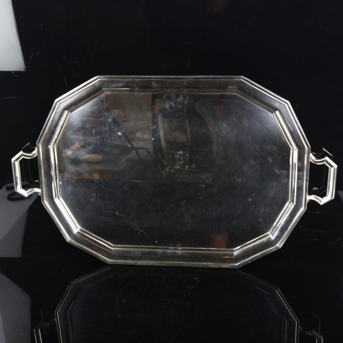 549 - A large 19th century electroplate 2-handled tea tray, by Atkin & Sons of Sheffield, registration no.... 