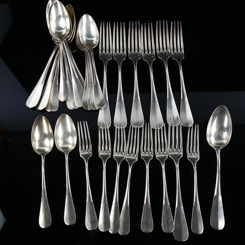 552 - A part-set of French silver cutlery, circa 1900, by Henri Soufflot, comprising 7 x dinner forks, 7 x... 