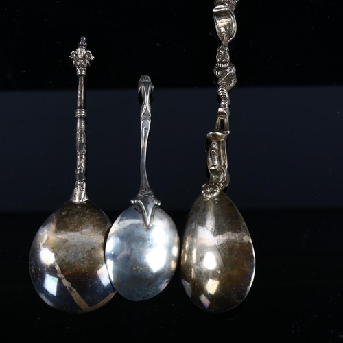 572 - 3 Continental silver replica spoons, including Pieter Glaesh Giewerts Anno 1653, largest length 18cm... 