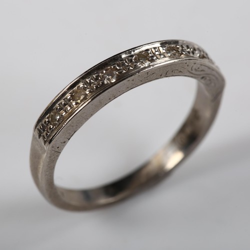 406 - An early 20th century palladium diamond half eternity ring, set with single-cut diamonds, setting he... 