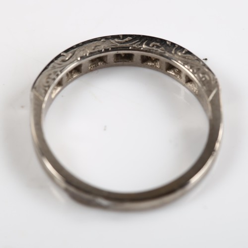 406 - An early 20th century palladium diamond half eternity ring, set with single-cut diamonds, setting he... 