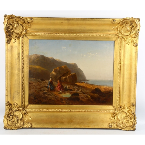 2009 - Francis Sydney Muschamp (1851 - 1929), oil on canvas, children at the beach, signed, 32cm x 42cm, fr... 