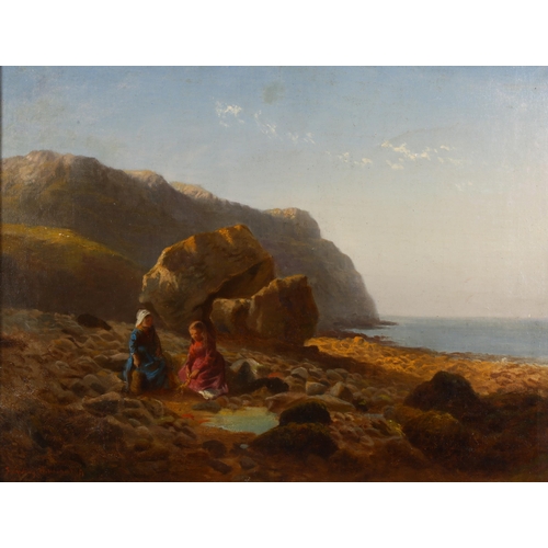 2009 - Francis Sydney Muschamp (1851 - 1929), oil on canvas, children at the beach, signed, 32cm x 42cm, fr... 