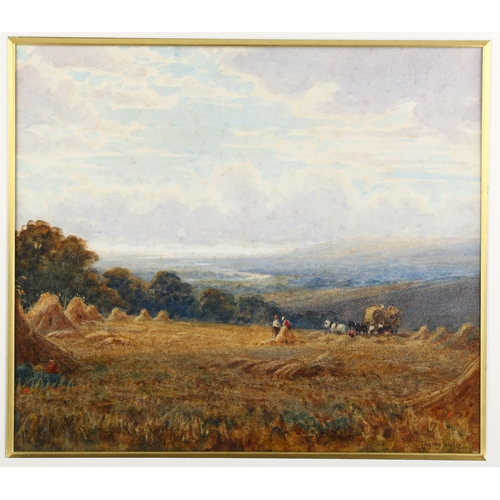 2011 - Robert Thorne Waite, watercolour, Sussex harvest landscape, signed, 35cm x 40cm, framed