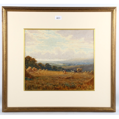 2011 - Robert Thorne Waite, watercolour, Sussex harvest landscape, signed, 35cm x 40cm, framed