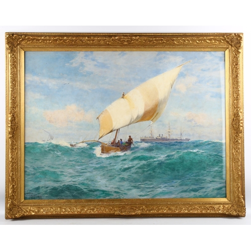 2012 - John Fraser (1858 - 1927), marine watercolour, Point De Galle-Ceylon, signed, 55cm x 75cm, framed