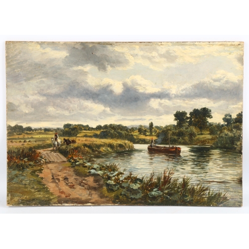 2015 - 19th century oil on academy board laid on hardboard in the manner of Constable, canal scene, unsigne... 