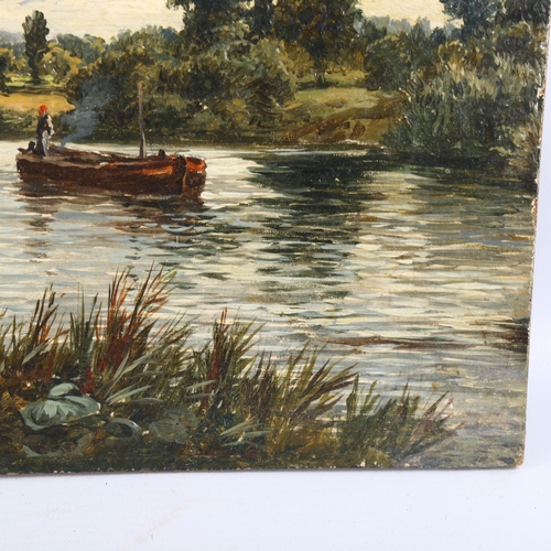 2015 - 19th century oil on academy board laid on hardboard in the manner of Constable, canal scene, unsigne... 