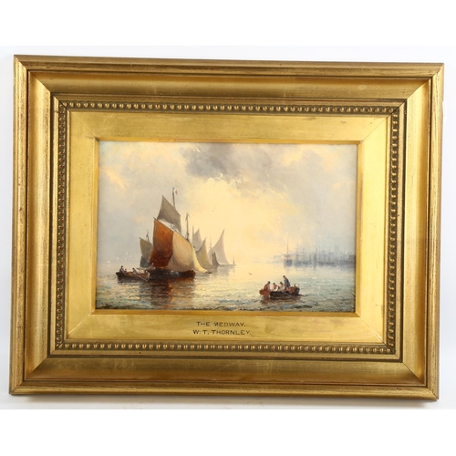 2018 - William Anslow Thornley (active 1858 - 1898), oil on canvas, The Medway, signed, 21cm x 31cm, framed