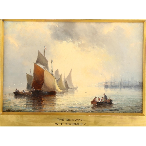 2018 - William Anslow Thornley (active 1858 - 1898), oil on canvas, The Medway, signed, 21cm x 31cm, framed