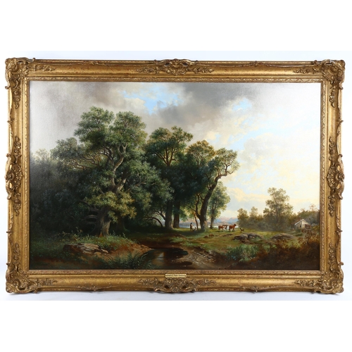 2019 - Hendrik Pieter Koekkoek (1843 - circa 1890), oil on canvas, landscape, signed, 70cm x 105cm, framed,... 