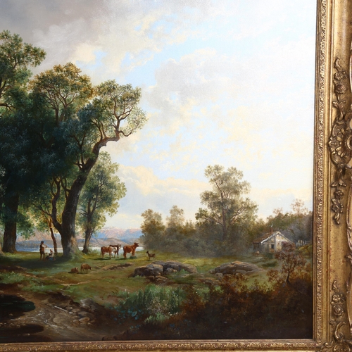 2019 - Hendrik Pieter Koekkoek (1843 - circa 1890), oil on canvas, landscape, signed, 70cm x 105cm, framed,... 