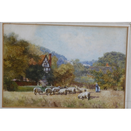 2023 - W Botham, watercolour, rural scene, 18cm x 26cm, and 2 other watercolours by different hands, framed... 