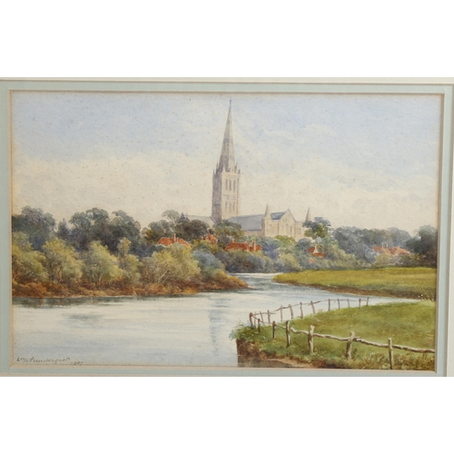 2023 - W Botham, watercolour, rural scene, 18cm x 26cm, and 2 other watercolours by different hands, framed... 