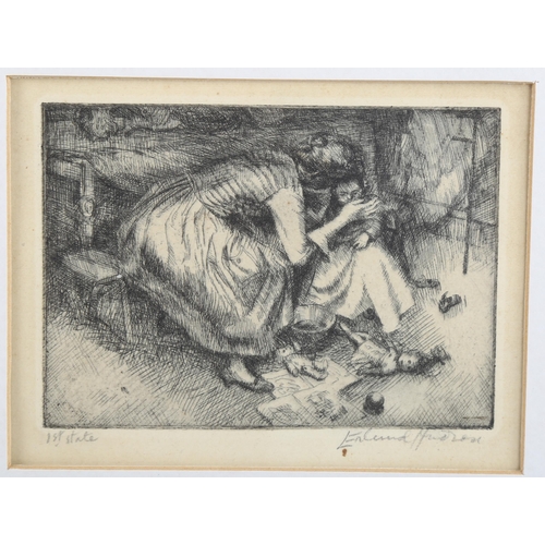 2027 - Erlund Hudson (1912 - 2011), 3 engravings, interior scenes, all signed in pencil, image10cm x 14cm, ... 