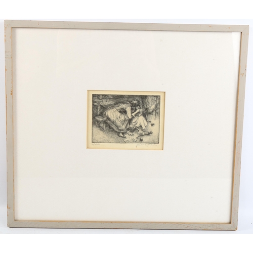 2027 - Erlund Hudson (1912 - 2011), 3 engravings, interior scenes, all signed in pencil, image10cm x 14cm, ... 