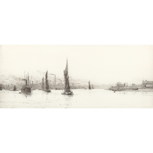 2028 - William Lionel Wyllie (1851 - 1931), etchings, Silvertown, signed in pencil, plate 16cm x 37.5cm, fr... 