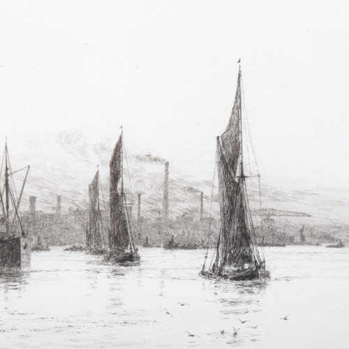 2028 - William Lionel Wyllie (1851 - 1931), etchings, Silvertown, signed in pencil, plate 16cm x 37.5cm, fr... 