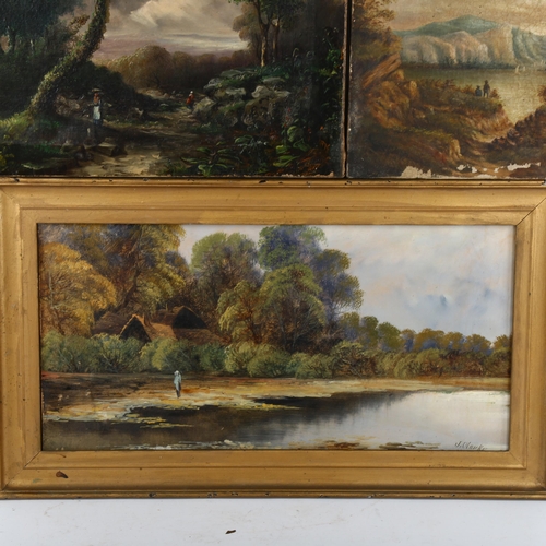 2035 - 3 various 19th century oil paintings, largest 34cm x 46cm (3)