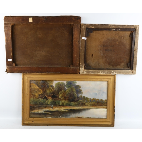 2035 - 3 various 19th century oil paintings, largest 34cm x 46cm (3)