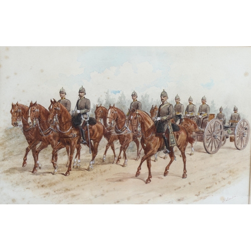 2036 - Snaffles, colour print, the gunner, framed, overall 46cm x 37cm, and a 19th century military waterco... 