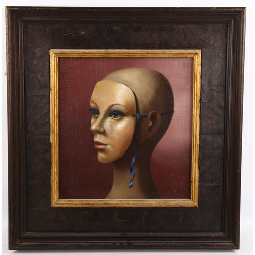 2042 - Brian Davies, oil on board, Masquerading, signed with artist's label verso, overall frame dimensions... 