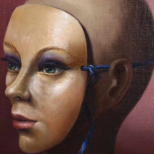 2042 - Brian Davies, oil on board, Masquerading, signed with artist's label verso, overall frame dimensions... 