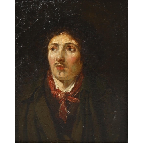 2044 - 19th century Spanish School, oil on panel, portrait of a man, unsigned, panel 16cm x 14cm, framed