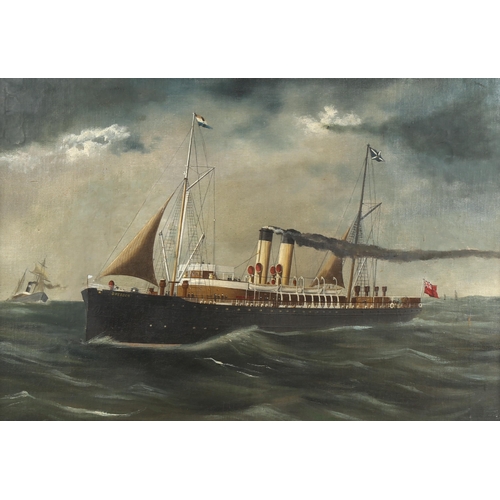 2053 - 19th/20th century oil on canvas, steam ship Dresden, unsigned, 47cm x 67cm, framed