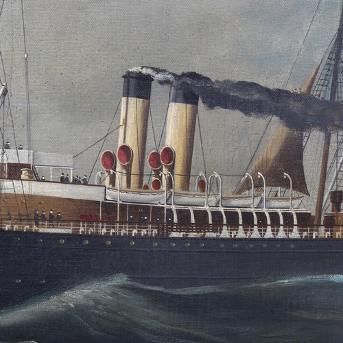 2053 - 19th/20th century oil on canvas, steam ship Dresden, unsigned, 47cm x 67cm, framed