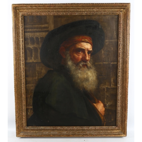 2054 - 19th century Spanish School, oil on canvas, portrait of a man, indistinctly signed, 60cm x 50cm, fra... 