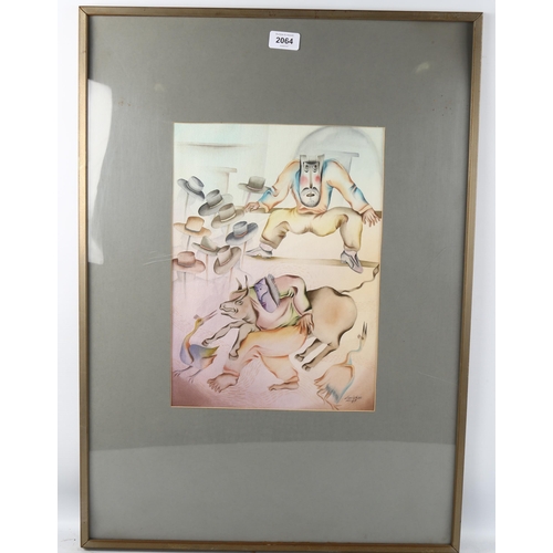 2064 - Leovigildo Martinez (born 1959), watercolour, bull fighting scene, signed and dated '89, 37cm x 27cm... 