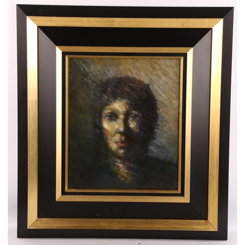 2065 - Contemporary oil on canvas, head portrait, unsigned, framed and glazed, overall frame dimensions 61c... 