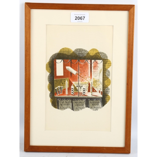 2067 - Eric Ravilious (1903-1942), lithograph in colours on paper, Fireworks, 22cm x 14cm, mounted, framed ... 