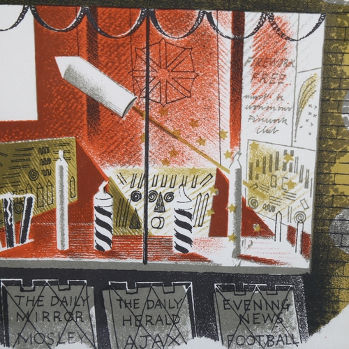 2067 - Eric Ravilious (1903-1942), lithograph in colours on paper, Fireworks, 22cm x 14cm, mounted, framed ... 