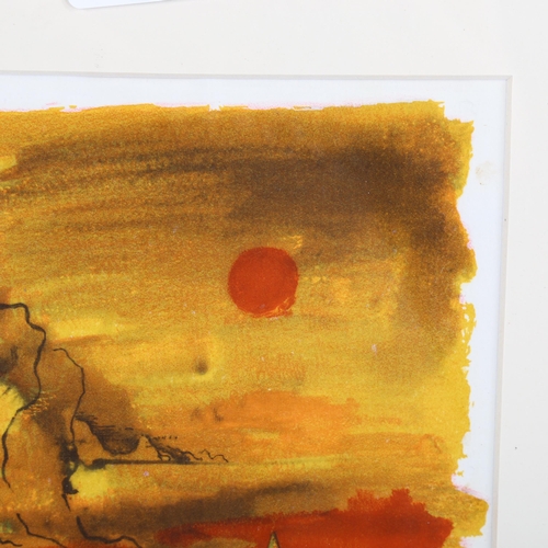 2070 - John Piper (1903-1992), drawing lithographed in colours on paper, Sun, from The Traveller, 13.5cm x ... 