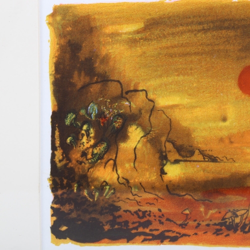 2070 - John Piper (1903-1992), drawing lithographed in colours on paper, Sun, from The Traveller, 13.5cm x ... 