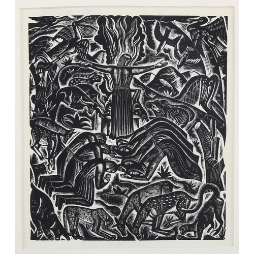 2072 - David Michael Jones (1895- 1974), wood engraving on paper, Noah, from The Chester Play of the Deluge... 