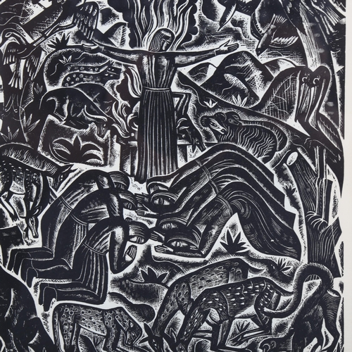 2072 - David Michael Jones (1895- 1974), wood engraving on paper, Noah, from The Chester Play of the Deluge... 