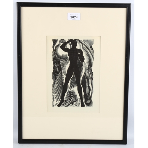 2074 - Blair Hughes-Stanton (1902-1981), wood engraving on paper, The Mighty Angel from Revelations of St J... 