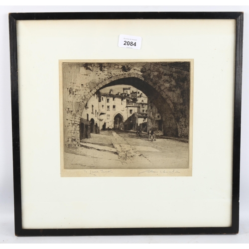 2084 - Albany E.Howarth (1872-1936), etching on paper, Arca della Conca, Perugia, signed and dedicated in p... 