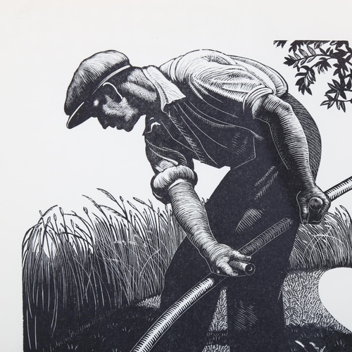 2085 - Claire Leighton (1898-1989), wood engraving on paper, Scything, 17.5cm x 12.2cm, printed on art pape... 