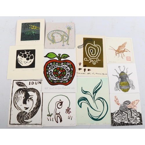 2092 - Folder of small handmade prints, various artists (12)