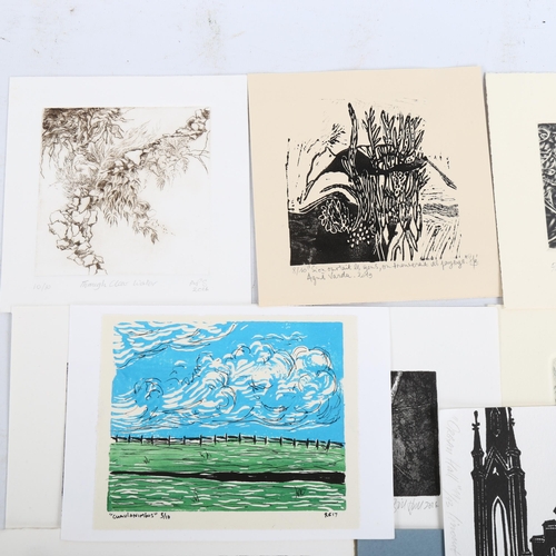 2093 - Folder of small handmade prints, various artists (15)