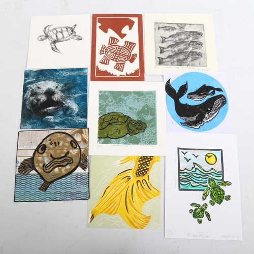 2097 - Folder of small handmade prints, various artists (9)