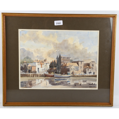 2101 - R W Aldridge, watercolour, Strand Quay, Rye, 1970, 28cm x 36cm, framed