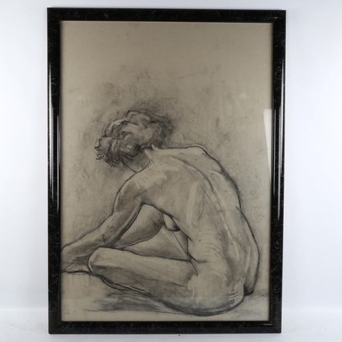 2106 - Rachel Tait, 3 charcoal nude drawings on paper, largest 83cm x 58cm, framed (3)